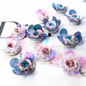 Strass 3D abbigliamento arte decorazione fatta a mano fiori di paillettes con perline