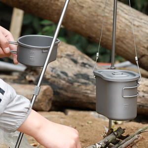 Lonchera de Titanio, Taza de Titanio con Tapa para Camping, Senderismo, Olla Ultraligera, <span class=keywords><strong>Accesorios</strong></span> de Camping - Product Image 4