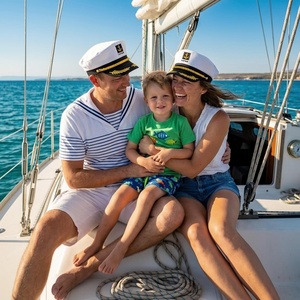 SOLPOP Gorra de Capitán Azul Marino y Blanca, Gorra de Marinero Premium para Hombres y Mujeres, Estilo Clásico Yacht Rock para Fiestas Temáticas Náuticas - Product Image 5