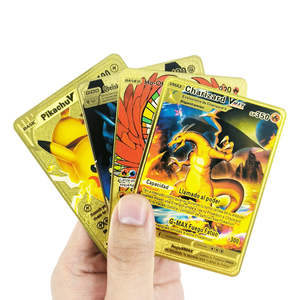 Vente en gros de cartes de jeu Pokemoned personnalisées de haute qualité-<span class=keywords><strong>Vmax</strong></span> avec Charizard 1st Gold Black Stainless Steel Metal Finish Plastic - Product Image 6