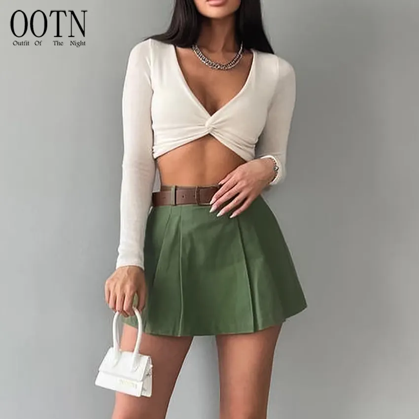 OOTN Fashion Casual 100% Cotton Shorts 2023 Zipper Female Summer Sexy Black Mini Shorts Street Green High Waist Shorts Skirts