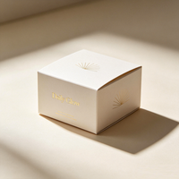 Boîte portable à deux rabats avec logo personnalisé, gaufrage, pour fond de teint, rouge à lèvres, brillant à lèvres, crème de soin, en carton ivoire