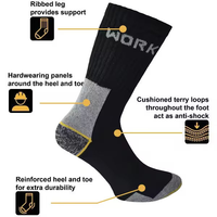 Chaussettes de travail noires, chaudes, respirantes, emballage personnalisé, chaussettes de travail robustes de haute qualité pour homme