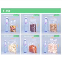 Sachet transparent à 8 soudures latérales, refermable avec fermeture éclair, en plastique transparent de qualité alimentaire, personnalisé pour le stockage de chewing-gum et de sucre