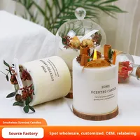 Lilin Aromaterapi Bunga Kering Gaya Mori Dekorasi Seni Lilin Kedelai Buatan Tangan Silinder Zhejiang Pewangi Rumah Hadiah Kotak Suvenir
