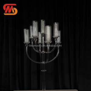 SMOOTH Wholesale Events Party Decoration Durable 9 Arms Clear Crystal Wedding <b>Candlestick</b> - Product Image 2