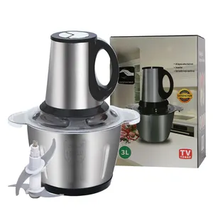 Home Kitchen Food Grinders Pequeno Melhor Chopper Carne Elétrica Moedor de Carne para Venda Barato Aço Inoxidável Automático 2L 3L Prata