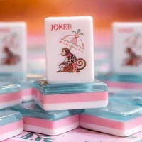 Jeu de Mahjong américain en acrylique à motif floral, tuiles de Mahjong roses et vertes faites à la main pour quatre joueurs, jeu de table pour fêtes à domicile, cadeau