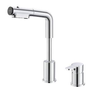 Grifo de Lavabo de Alta Calidad para Hotel Moderno, Ajustable en Altura, de 2 Orificios, Extraíble, Mezclador de Agua Fría/Caliente - Product Image 1