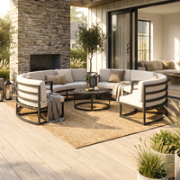 Ensemble de meubles de patio modulaires en aluminium de luxe pour l'extérieur, terrasse, balcon, jardin, salon de jardin, table ronde