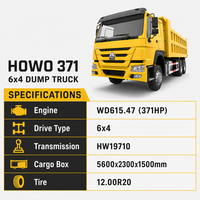 Camion benne HOWO 371 d'occasion prêt à l'emploi, 12 roues, capacité de charge lourde de 31 tonnes, camion benne HOWO 6x4 à vendre