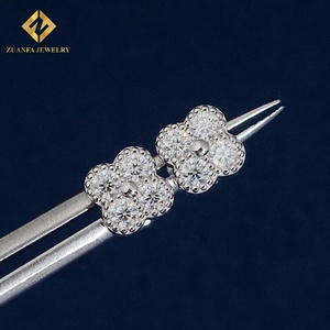 Minimalist 925 Silver Moissanite Four Leaf <b>Earrings</b> Screw <b>Back</b> Stud <b>Earrings</b> Valentine Gift for Women - Product Image 5