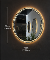 Miroir intelligent LED à écran tactile pour salle de bain avec éclairage anti-buée à intensité variable et horloge numérique