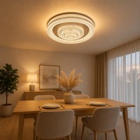 Plafonnier LED empilé 316 couleurs, motif quadrifoliaire, aspect cristal acrylique, anneaux étagés, bordure métallique anthracite, plafonnier de luxe