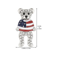 Broches Ours Argenté du 4 Juillet pour Femmes, Épingles de Revers Drapeau Américain USA pour Femmes, Mode, Jour de l'Indépendance, Jour du Souvenir du 4 Juillet