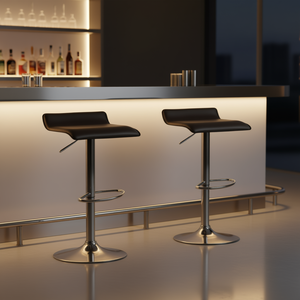 Modern Adjustable Pu Leather <b>Backless</b> <b>Bar</b> <b>Stools</b> Set Of 2 Chrome Base For Home <b>Bar</b> Commercial Use - Product Image 2