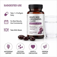 Gélules antioxydantes OEM au resvératrol, CoQ10 et extrait de pépins de raisin, complexe anti-âge pour la protection cardiaque, cutanée et cellulaire, complément pour adultes