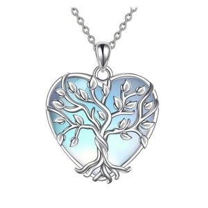 Silver Plated Heart Moonstone Earrings <b>Tree</b> Life Pendant Jewelry Set for Women Wedding Jewelry Heart-shaped Life <b>Tree</b> Jewelry - Product Image 3