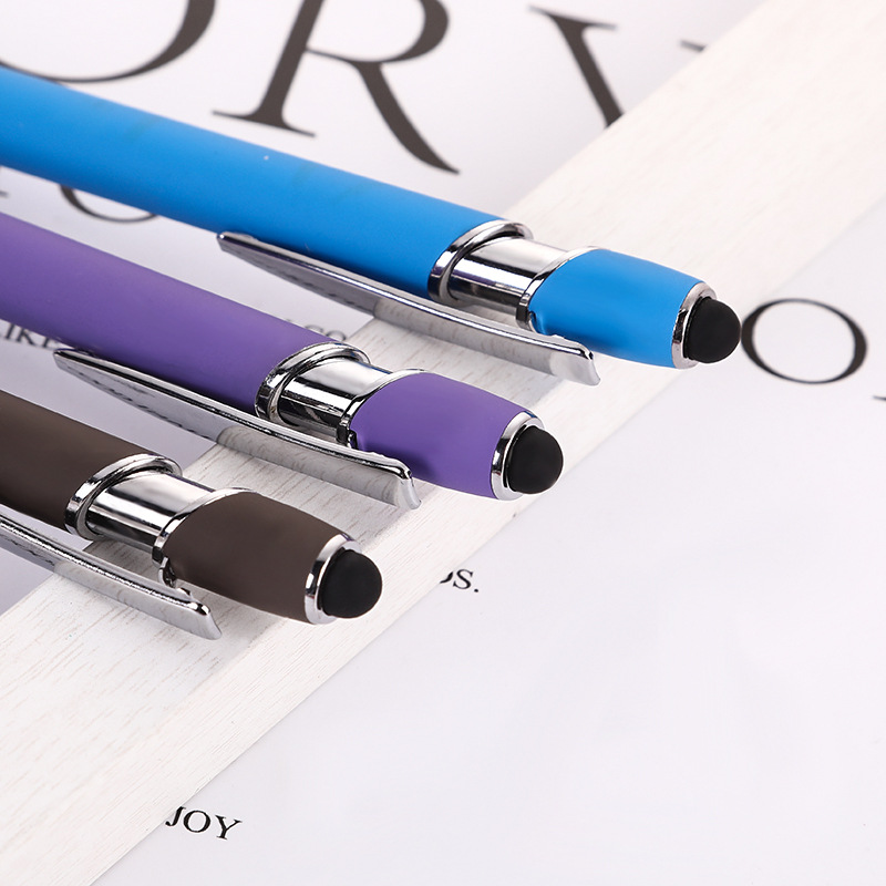 2 in 1 Promotion Rubber Coated Pen with Stylus - Rose Gold