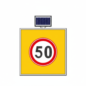 Panneau de signalisation routière LED solaire 50 km/h 100 x 100 cm – Avertissement et alerte de sécurité - Product Image 2