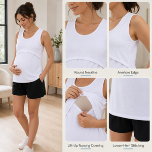 Canotta <span class=keywords><strong>Premaman</strong></span> Senza Maniche per Allattamento, Maglietta Sovrapposta per Donne in Gravidanza - Product Image 3