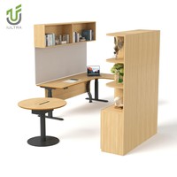 IULTRA Table de bureau de direction en chêne sculpté traditionnel Table de patron antique de luxe avec un design moderne MDF durable MFC bois élégant