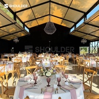 Tente de mariage de luxe noire, structure Atrium, chapiteau extérieur, tente de réception commerciale, conception personnalisée, tentes à structure en aluminium pour événements