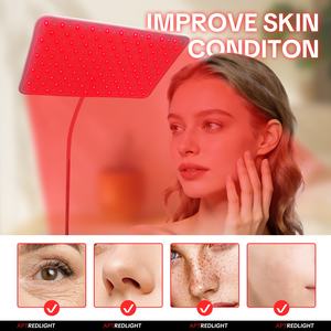 Thérapie par lumière rouge pour le <span class=keywords><strong>visage</strong></span>, panneau de lampe à lumière rouge avec support, 200 LED, thérapie par lumière infrarouge 660 nm 850 nm pour la peau et les muscles à domicile - Product Image 6