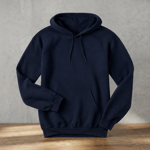 Men's <b>Navy</b> Blue Loose Fit Casual Pullover <b>Sweatshirt</b> Kangaroo Pocket Cotton/Bamboo Fiber Fleece Spring Season Digital Printing - Product Image 2
