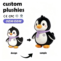 Peluche pingouin mignonne personnalisée OEM ODM, jouet en peluche doux, poupée animale de dessin animé personnalisée, cadeau promotionnel unisexe pour fête