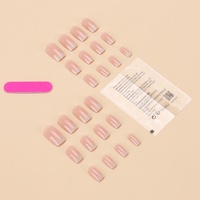 Ongles artificiels ABS style best-seller, rose dégradé, à presser avec colle, 24 pièces, amovibles, longueur moyenne, forme cercueil, pour nail art