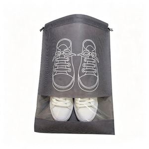 Sac à chaussures en non-tissé écologique avec logo personnalisé, anti-poussière, pour le voyage, avec cordon de serrage et fenêtre transparente pour le rangement - Product Image 5