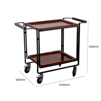 T2G Meuble Bar Industriel Commercial Moderne Contemporain Double Couche en Bois Poli Miroir TAN Mobile Pliant Portable Robuste pour Boissons