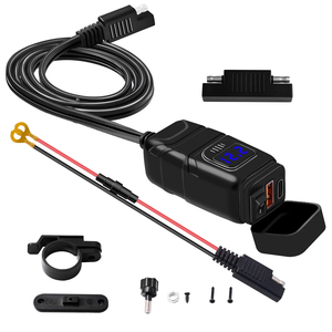 <span class=keywords><strong>Cargador</strong></span> de Teléfono para Motocicleta Impermeable QC3.0 con Pantalla de Voltaje, Puerto USB+Tipo-C, <span class=keywords><strong>Cargador</strong></span> Universal - Product Image 1