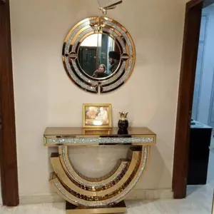 가구 거실 현대 콘솔 테이블과 거울 골드 콘솔 거울 테이블 이탈리아 디자인 콘솔 테이블 거울