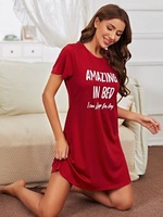 Chemise de nuit graphique avec slogan pour femme, robe de nuit, robes de nuit pour femme