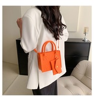 Tas tangan wanita, dompet tas Tote wanita kapasitas besar persegi, tempat kartu Mini untuk perempuan