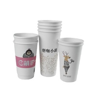Tasses en papier 16oz Logo personnalisé imprimé Double paroi bulle tasse à thé tasse à café