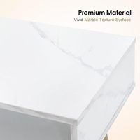 Table de manucure moderne avec texture marbre, bureau à ongles avec 1 tiroir verrouillable, armoire à 4 niveaux, salon de beauté pour techniciennes en ongles