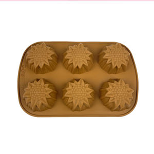 热卖3D向日葵形状硅胶蛋糕烘焙模具8厘米直径厨房炊具6腔烤具厨房产品收藏 - Product Image 4