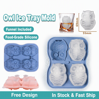 Moule à glaçons en silicone en forme de hibou, qualité alimentaire, pour whisky, café, lait, facile à démouler, flexible, pour DIY