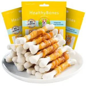 Poulet enveloppé naturel sans cuir brut friandises pour chiens friandises à mâcher pour chiens collations pour chiens nettoyage des dents