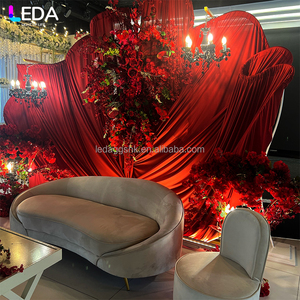 LEDA Modern Indoor Events <b>Decoration</b> Large Red Flower Shape Backdrop Milk Silk Curtain Fabric Drapery <b>for</b> Wedding - Product Image 4