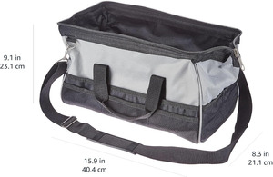 Durable Wear-Resistant Tool Storage Bag with Adjustable Shoulder Strap Portable Tool Organizer 16 in Black & Grey - Product Image 3