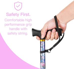 מקל הליכה מתכווננת לגברים ונשים עם ידית פלסטיק נוחה ידית פלסטיק, פרחוני סגול - Product Image 5