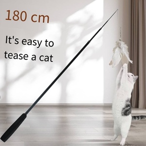Kangdarpet1.8cm Canne à chat télescopique avec plumes, poisson et souris, jouet interactif pour chat à faire jouer soi-même, jouet de pêche durable pour animaux de compagnie - Product Image 5