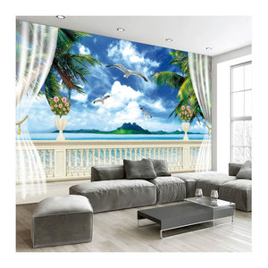 3D tridimensional estilo mediterráneo playa Mural Tv Fondo papel tapiz dormitorio sofá Fondo papel tapiz Mural - Product Image 4