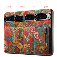 Étui de téléphone portefeuille en liège floral imprimé et gaufré Denior avec 3 emplacements pour cartes, compatible avec les séries Pixel 11/10/9/8/7/6