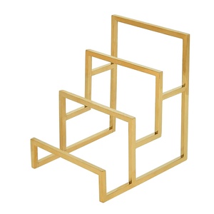 Kệ Trưng Bày Ví 3 Tầng Bằng Kim Loại, Tủ Đựng Ví Cầm Tay Màu Vàng Bóng, Giá Trưng Bày Dành Cho Cửa Hàng Boutique - Product Image 2