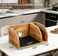 Support de rangement en bois d'acacia de haute qualité pour bar à café, organisateur de station de préparation pour cafetière à filtre